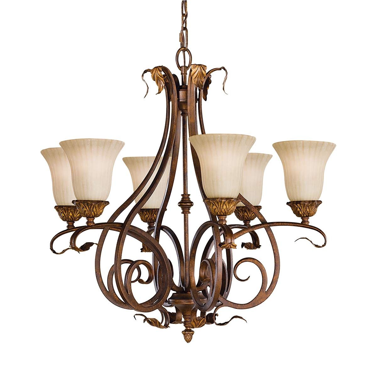 Elegant Six-Light Chandelier in Aged Tortoise Shell Finish