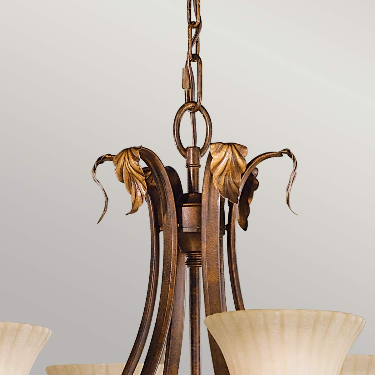 Elegant Six-Light Chandelier in Aged Tortoise Shell Finish