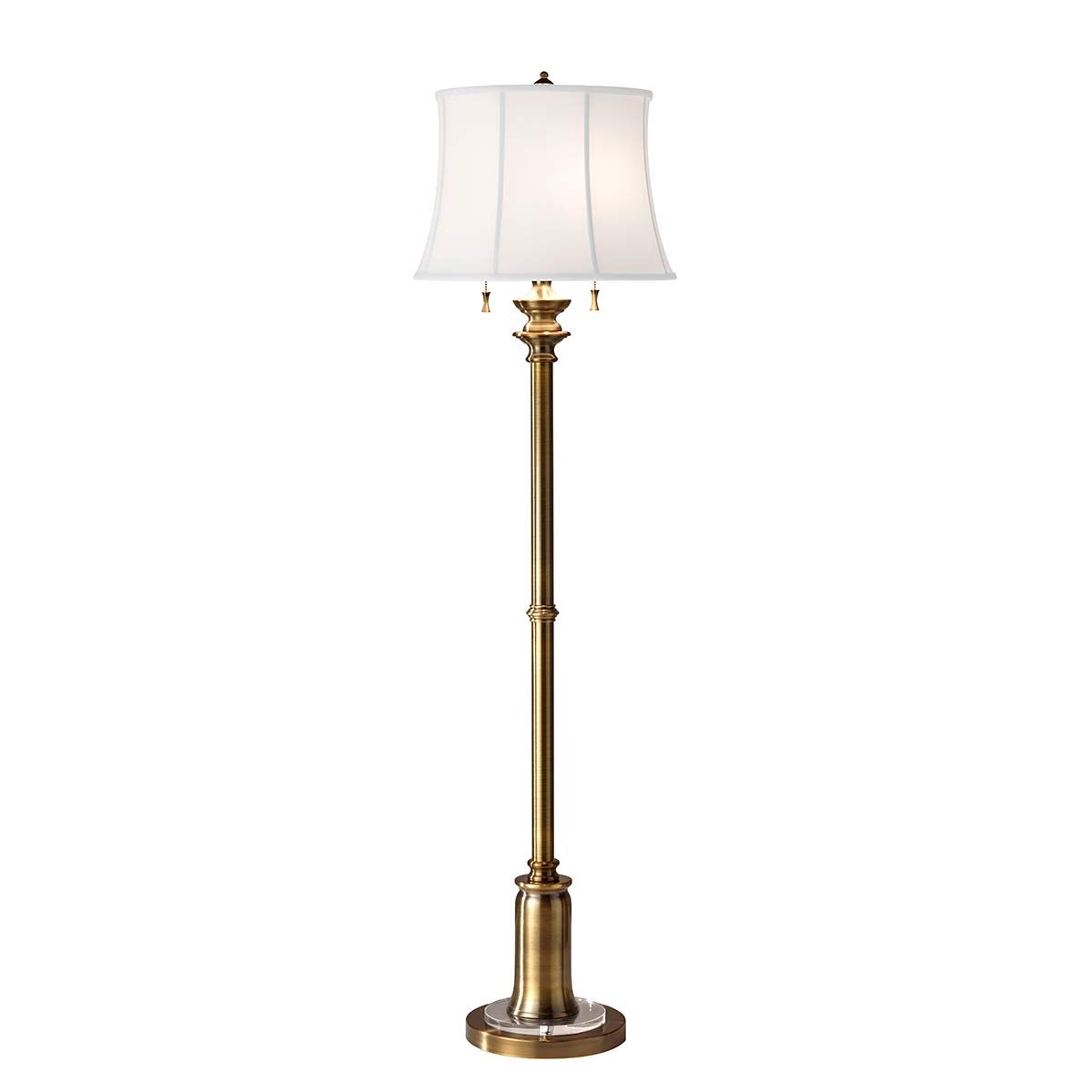 Bali Brass Elegance Floor Lamp with Ivory Linen Shade
