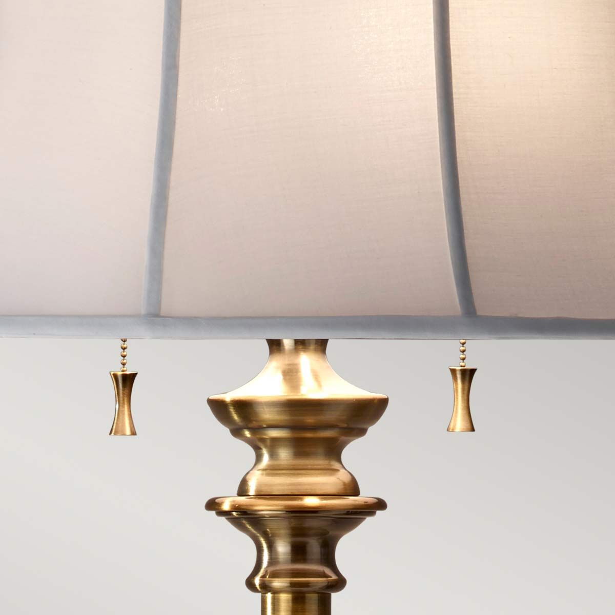 Bali Brass Elegance Floor Lamp with Ivory Linen Shade