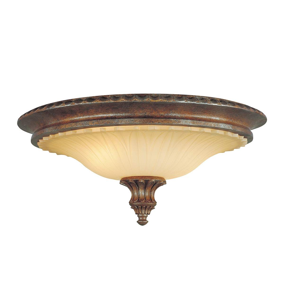 Rustic Amber Sunburst Flush Mount Light with Gothic Accents