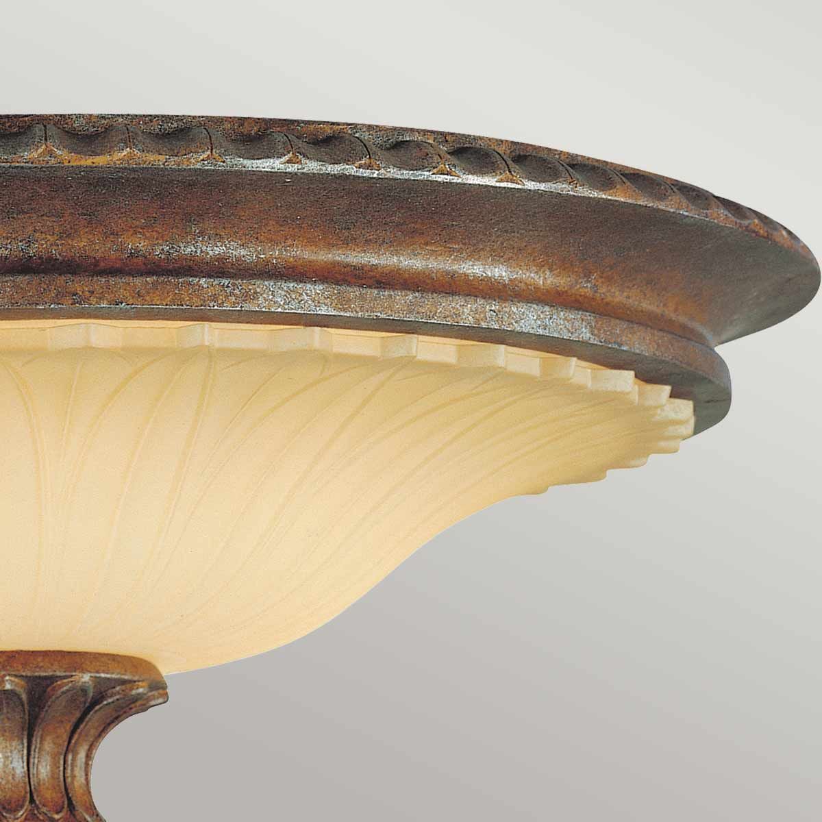 Rustic Amber Sunburst Flush Mount Light with Gothic Accents