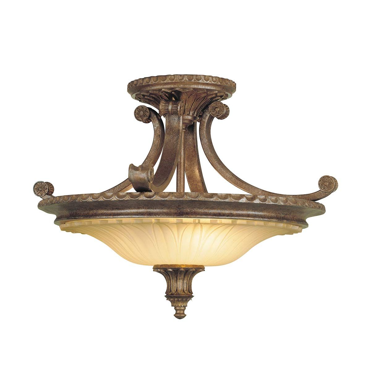 Stirling Castle Bronze and Amber Gothic Ceiling Light