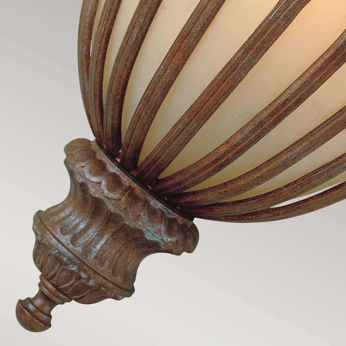 Medieval-Inspired British Bronze Wall Sconce with Gothic Amber Glass