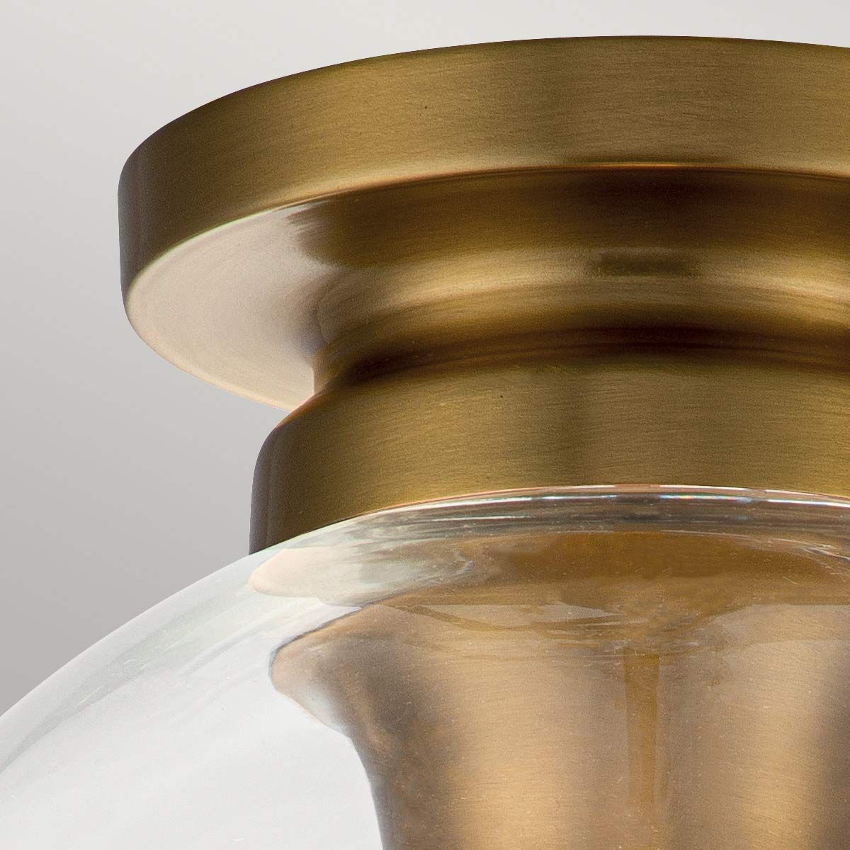 Burnished Brass Spherical Flush Light with Clear Glass