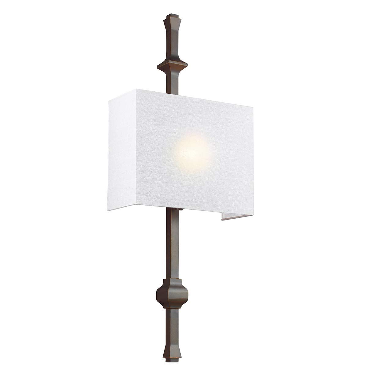 Teva Antique Bronze Sculptural Wall Light with Shantung Silk Shade