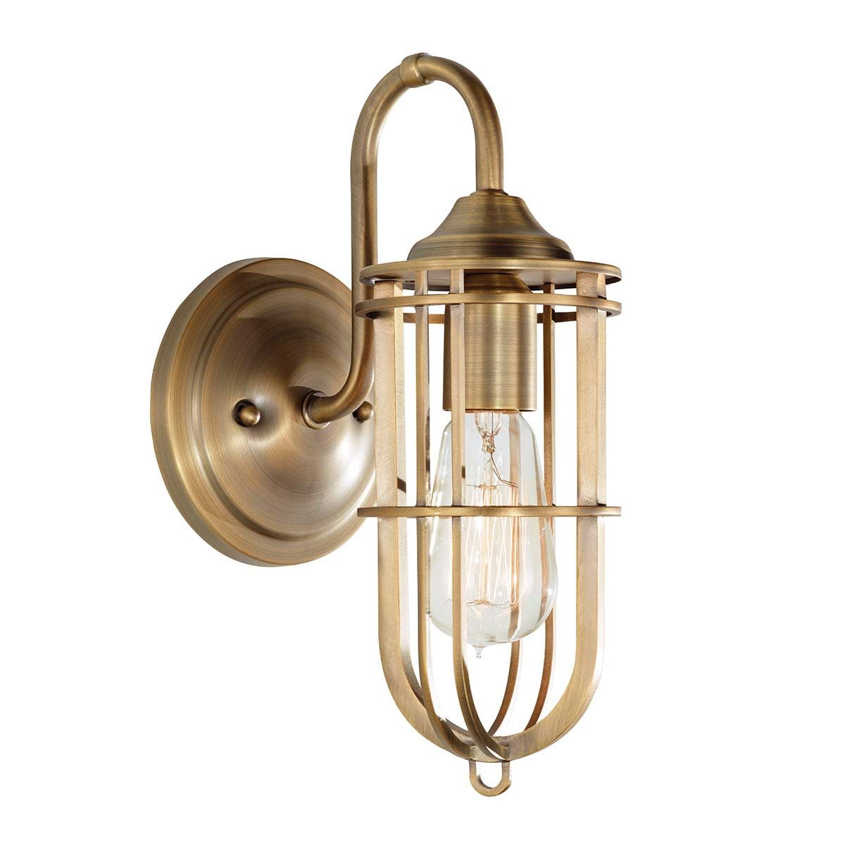 Vintage-Inspired Swan Neck Wall Sconce with Antique Brass Finish