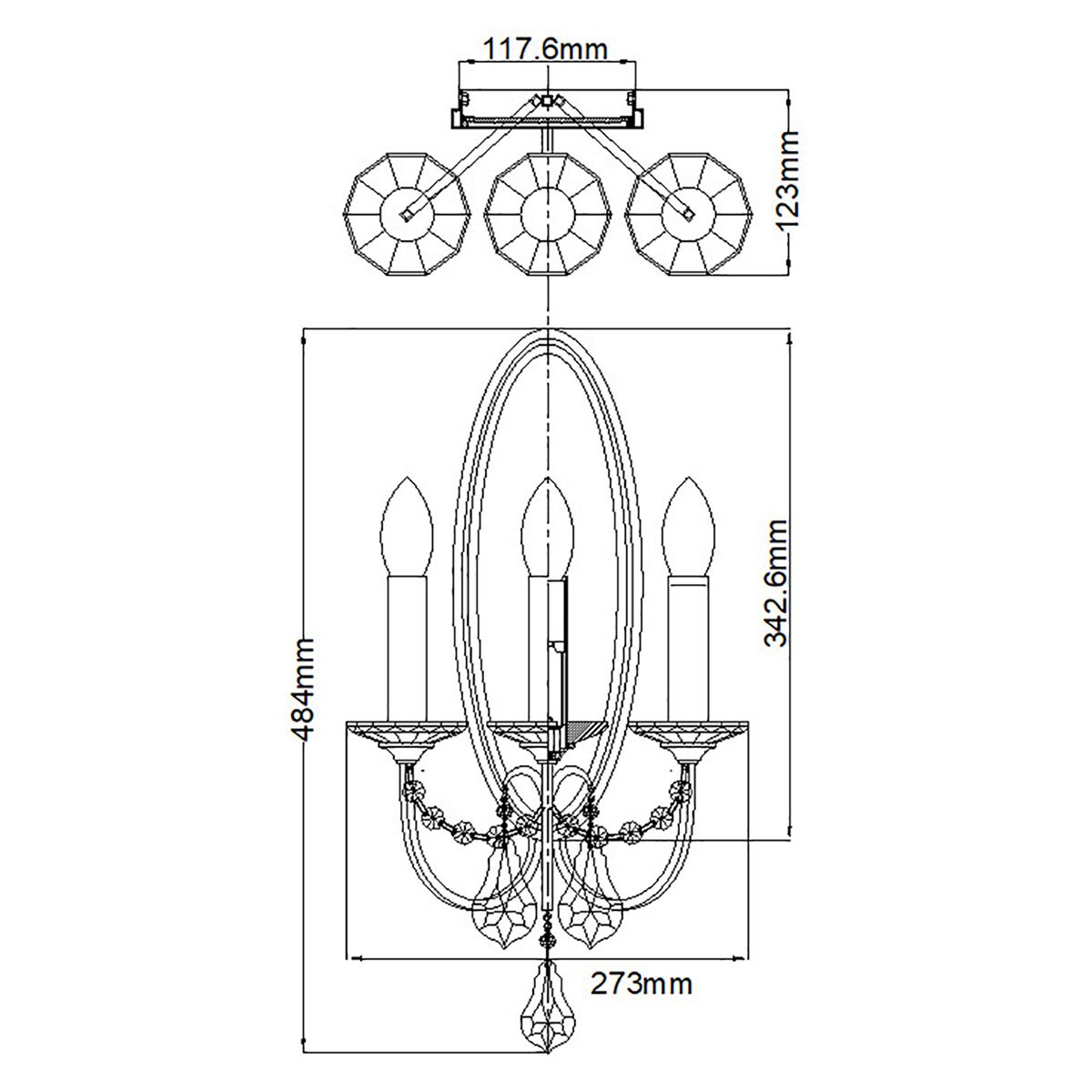 Valentina 3-Light Elegant Wall Sconce in Oxidized Bronze