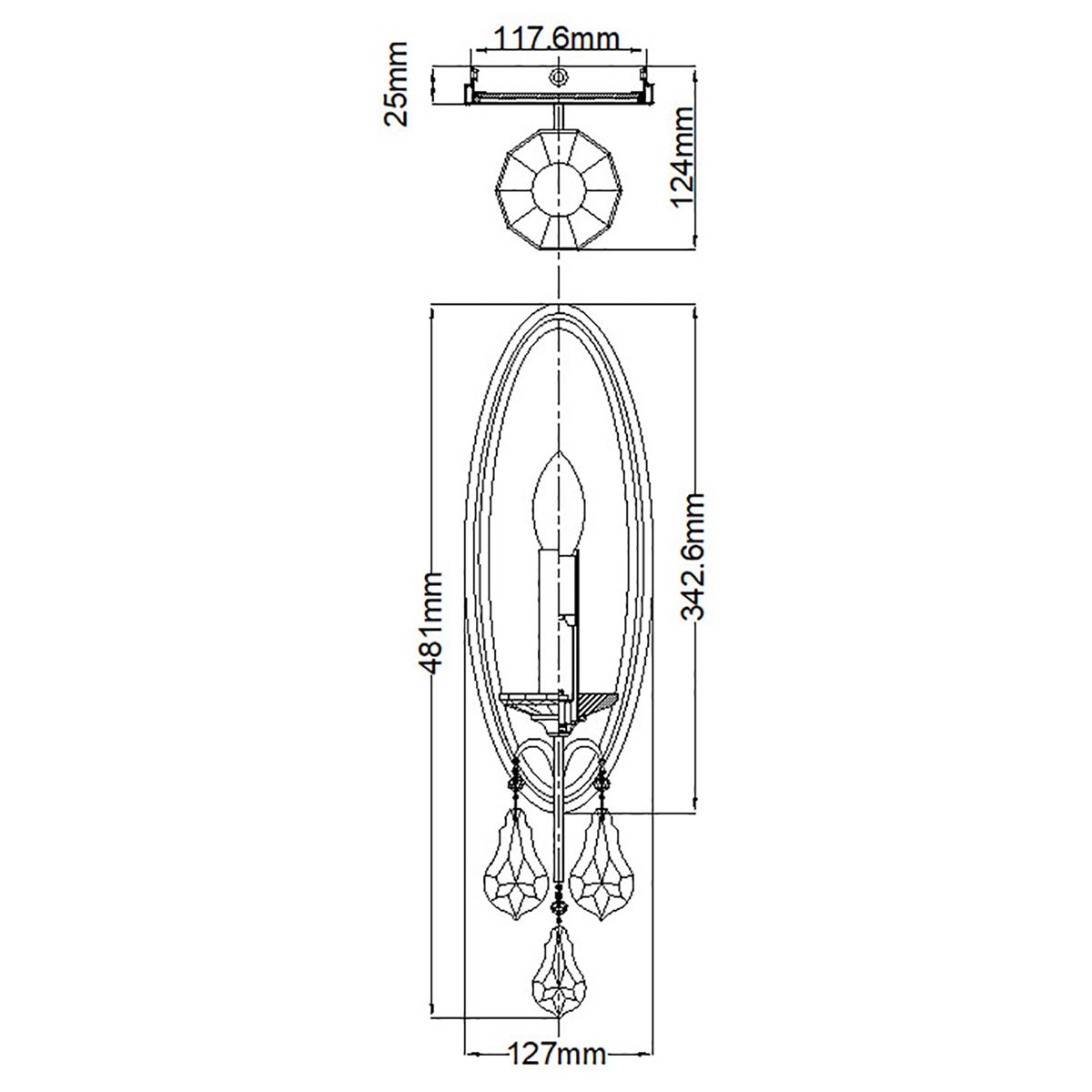 Valentina 1-Light Oxidized Bronze Crystal Wall Sconce