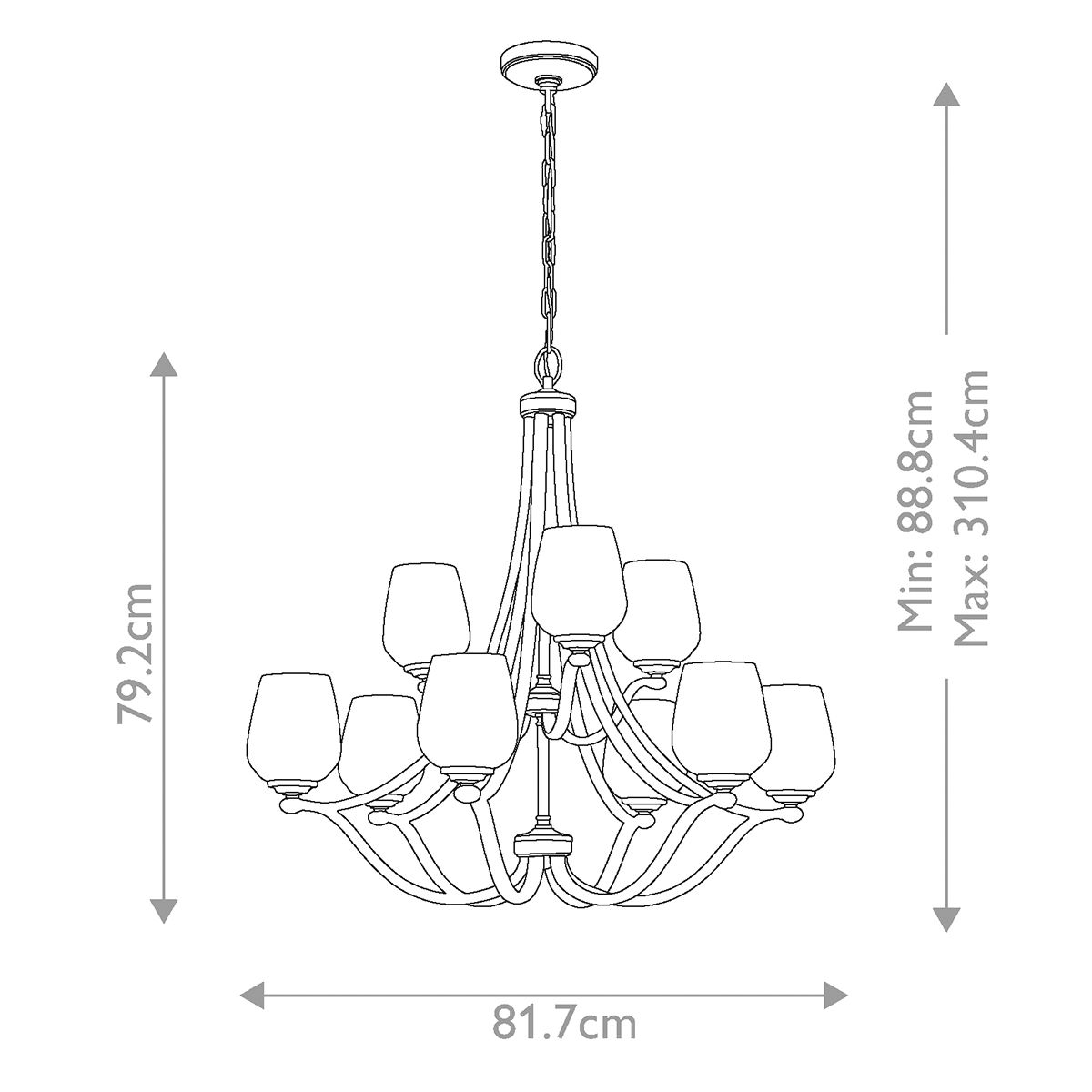 Satin Nickel Vintner 9-Light Wine Glass Chandelier