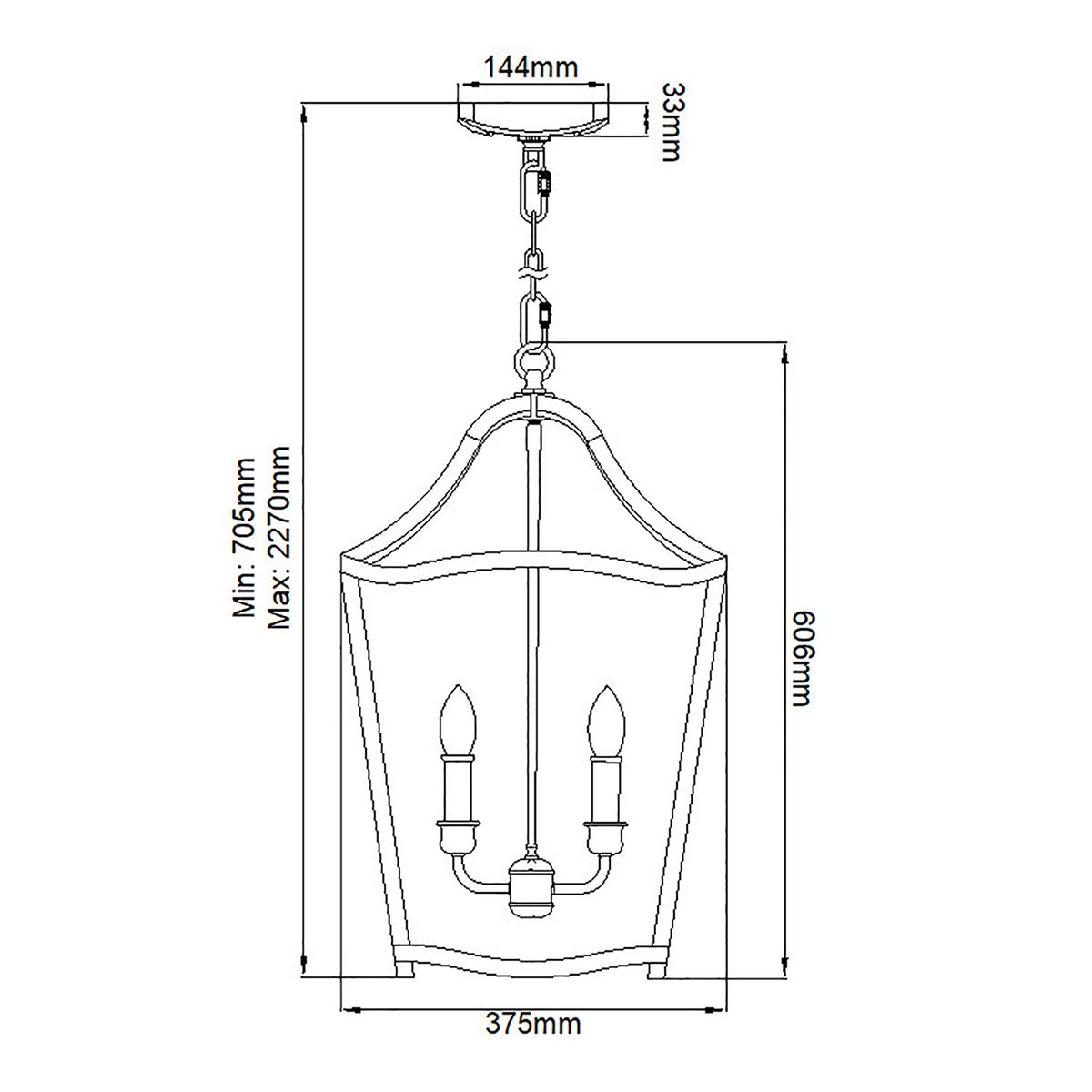 Yarmouth Painted Brass 4-Light Interior Pendant