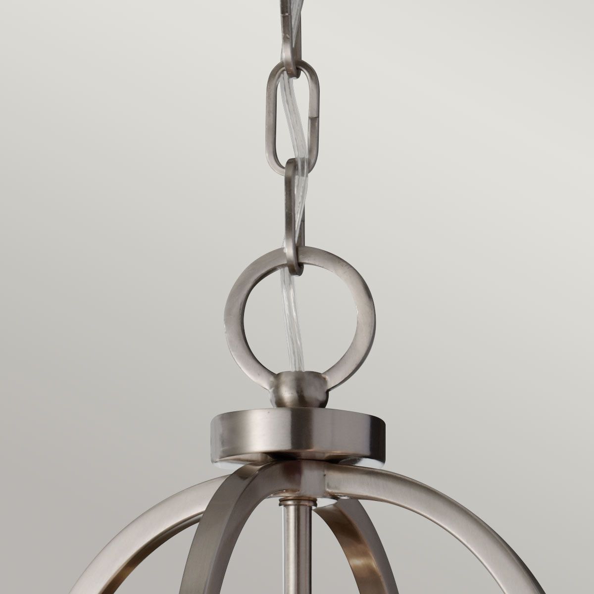 Contemporary Brushed Steel Chandelier with Hand-Welded Cut Metal and Glass Diffuser Design
