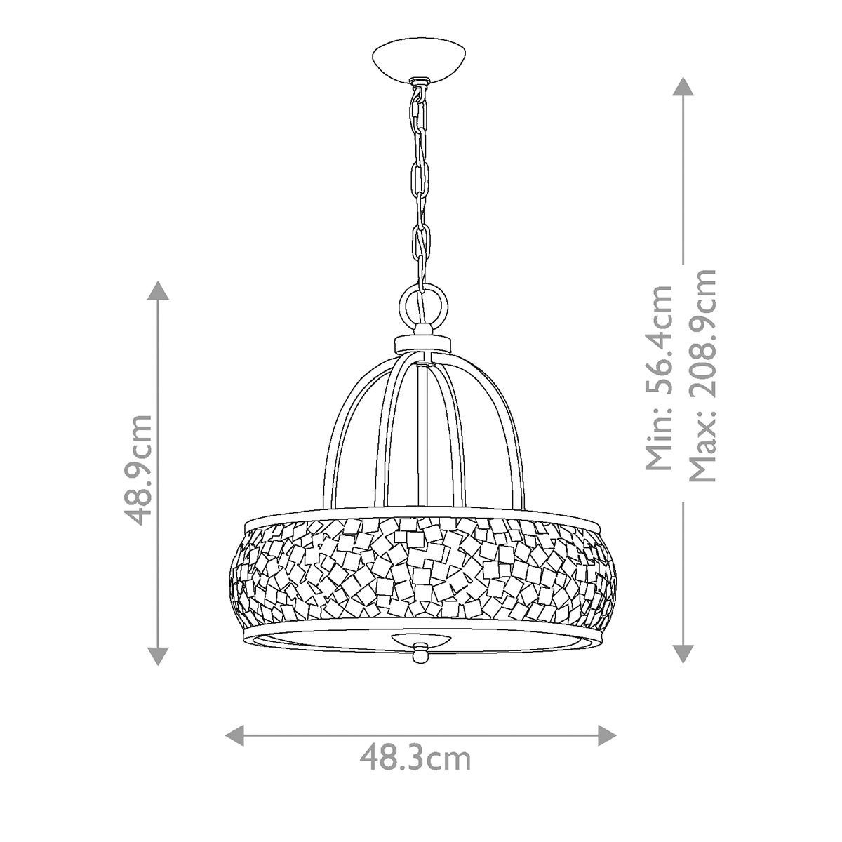 Contemporary Brushed Steel Chandelier with Hand-Welded Cut Metal and Glass Diffuser Design