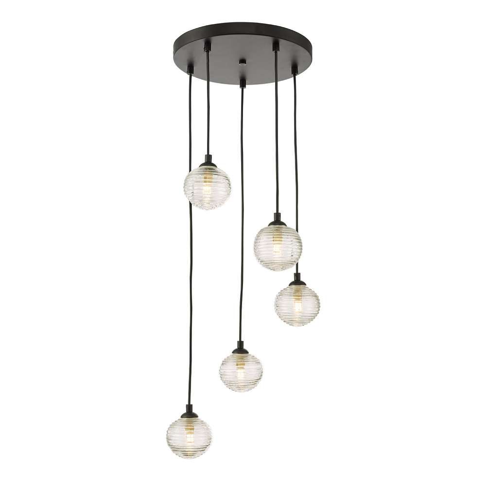 Federico 5 Light Cluster Pendant Matt Black Frame Only