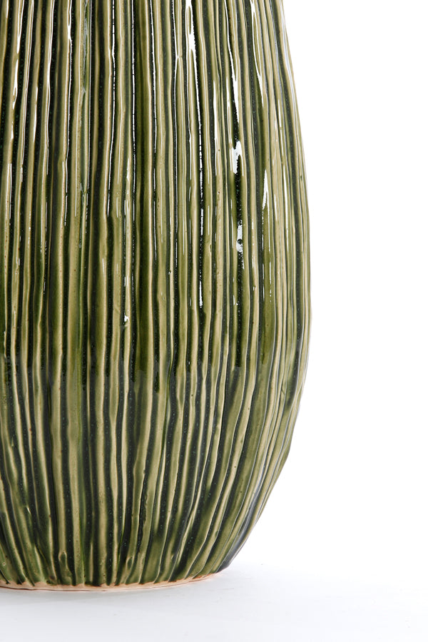 Elegant Dark Green Ceramic Vase Ø24.5x52 cm - Kopra Collection