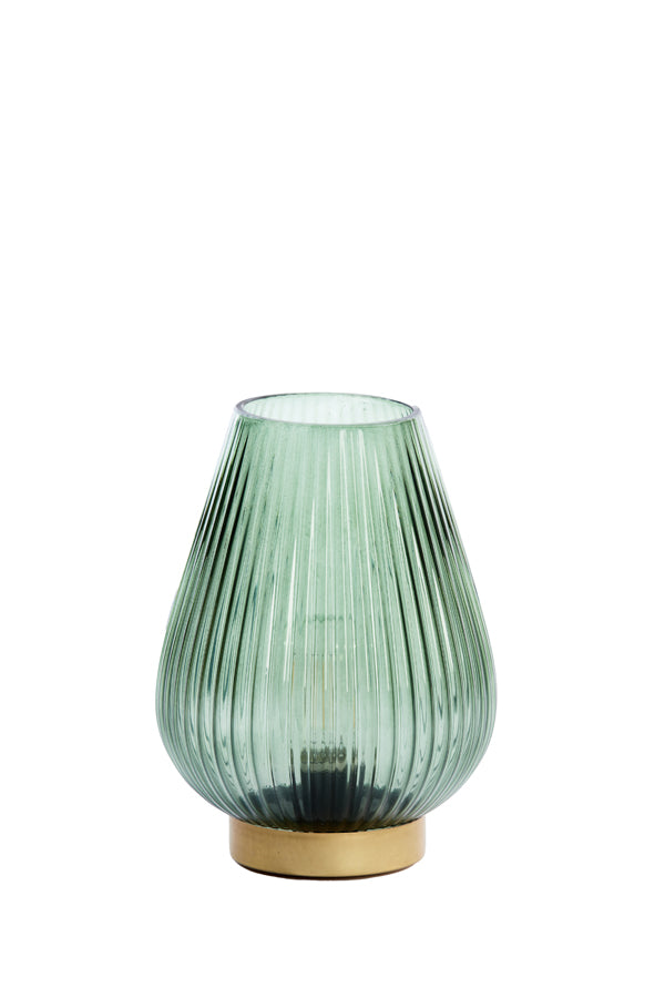 Emerald Glow: Glass & Gold LED Table Lamp (Ø14.5x19.5 cm)