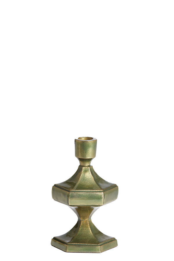 Emerald Gold Lustre Candle Holder, 10x9x17 cm