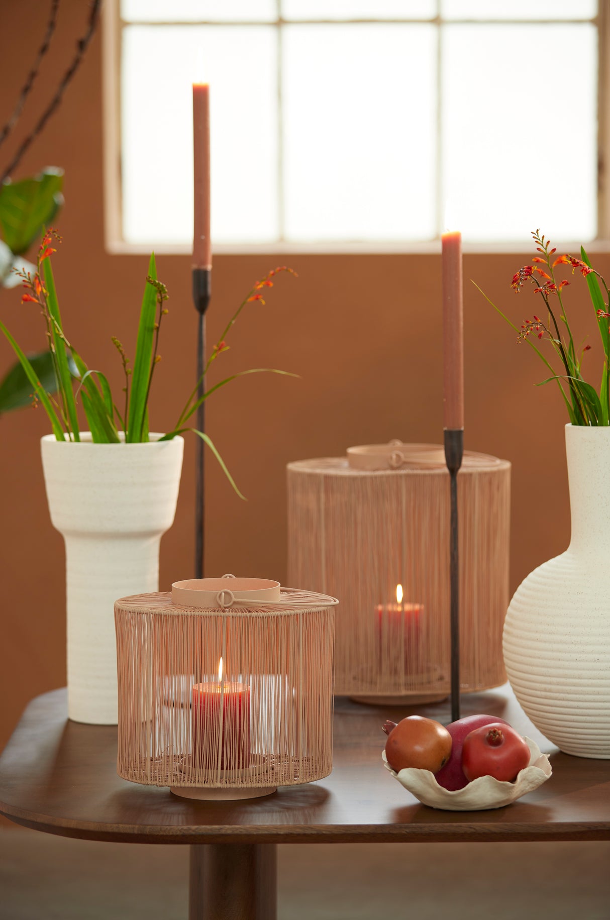 Elegant Copper-Brown Icarus Candle Stand, Height 60cm