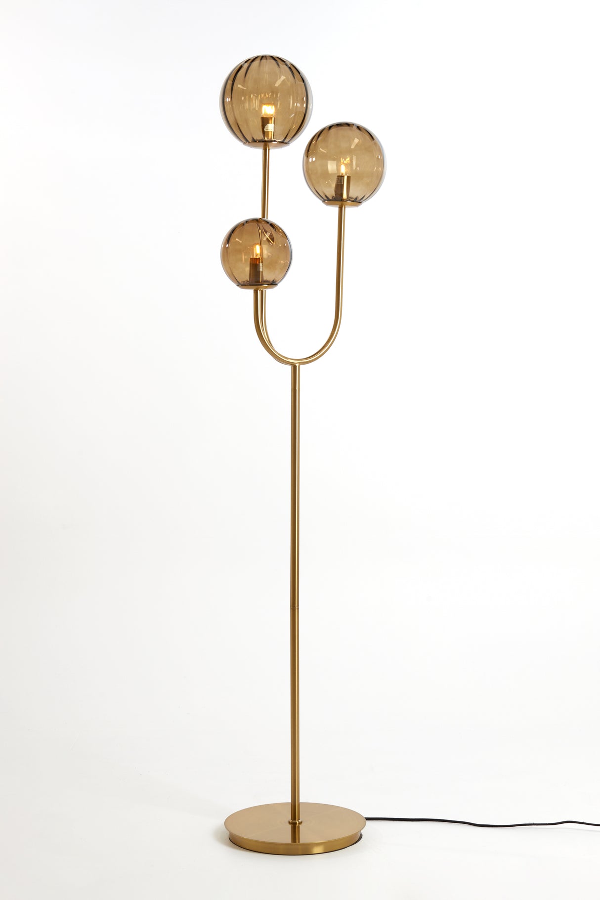 Elegant Magdala Floor Lamp with Brown & Gold Glass, 3L E14, 38x20x162 cm
