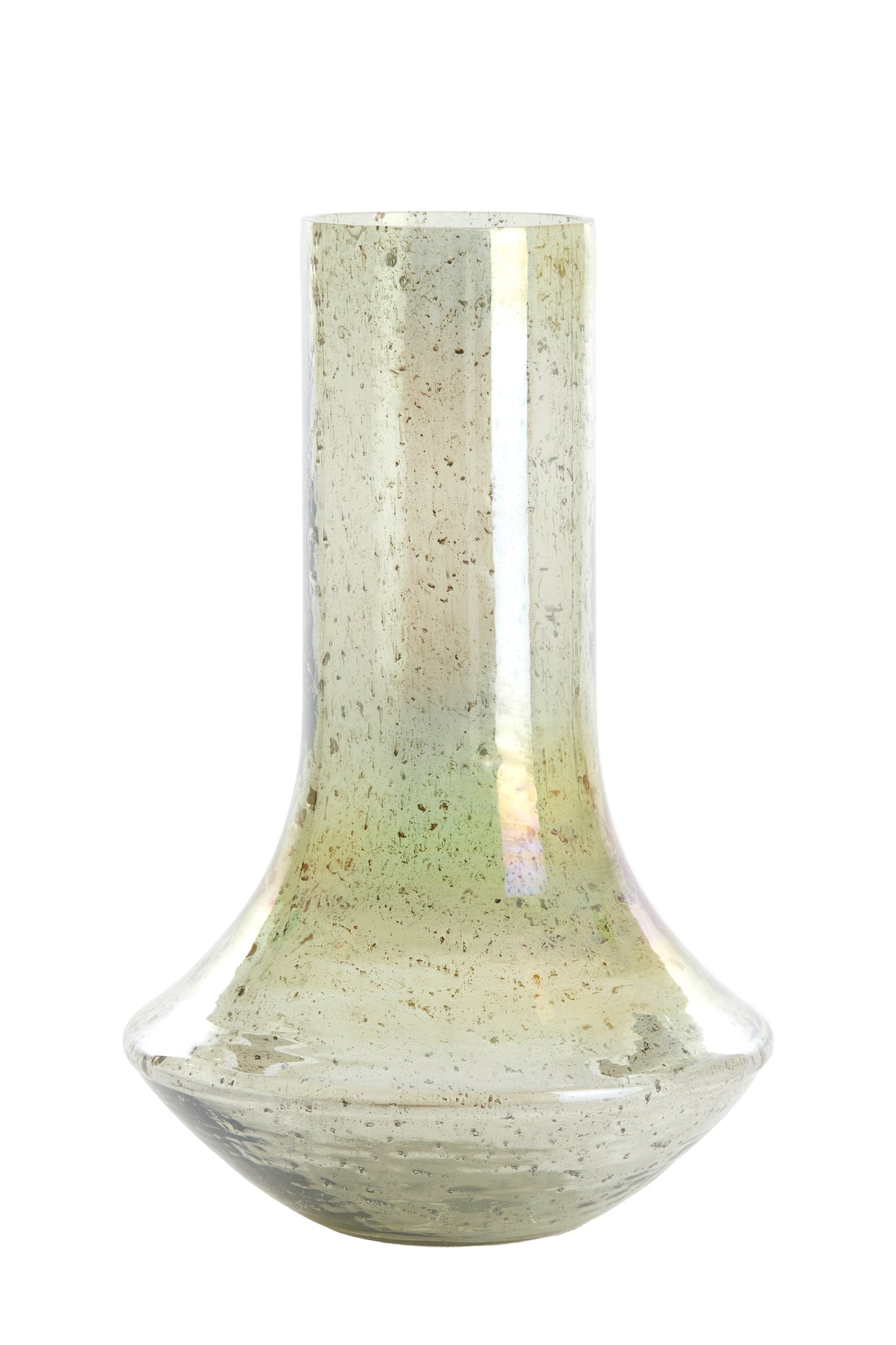 Emerald Glass Vase with Textured Stone Finish - 25x40 cm