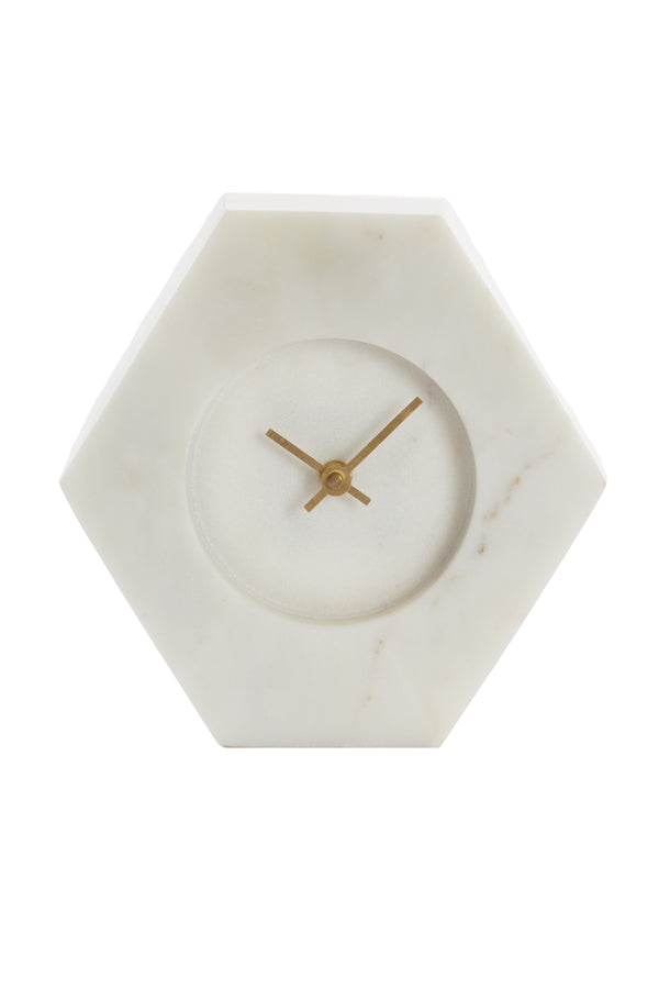 Elegant Chere White Marble Clock 19x6.5x19 cm