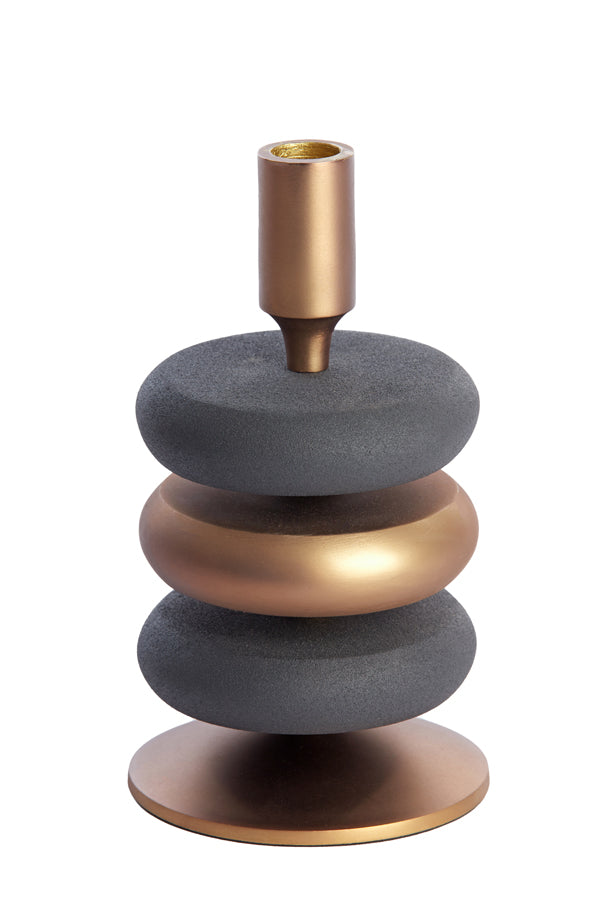 Velous Brown and Black Ø11x20 cm Elegant Candle Holder