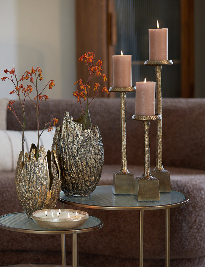 Elegant Nesting Glass and Gold Side Tables Set of 2 - Ø40x45 & Ø50x52 cm