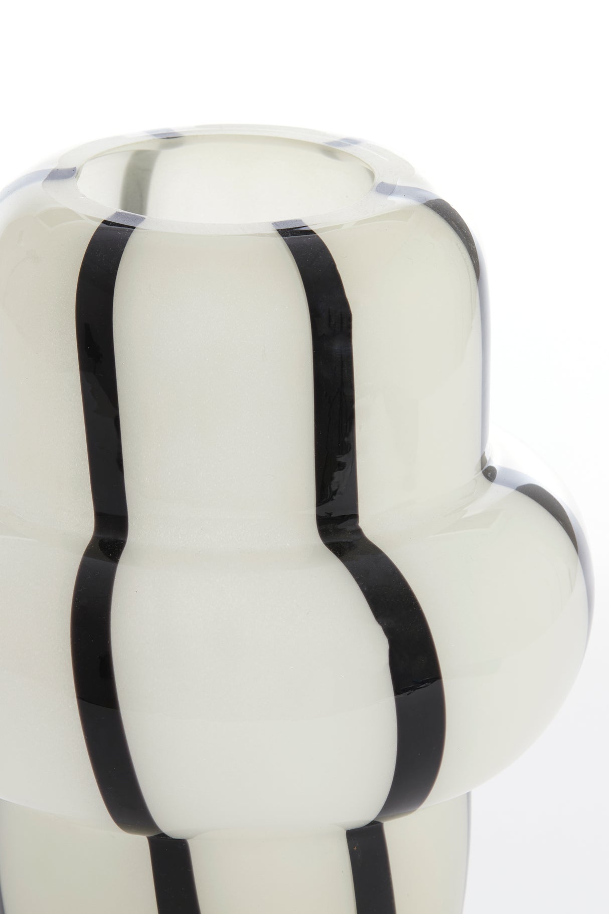 Elegant Cream and Black Glass Vase - Ø20x26 cm