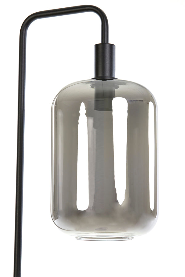 Elegant Lekar Black Floor Lamp with Smoked Glass, 35.5x28x155 cm