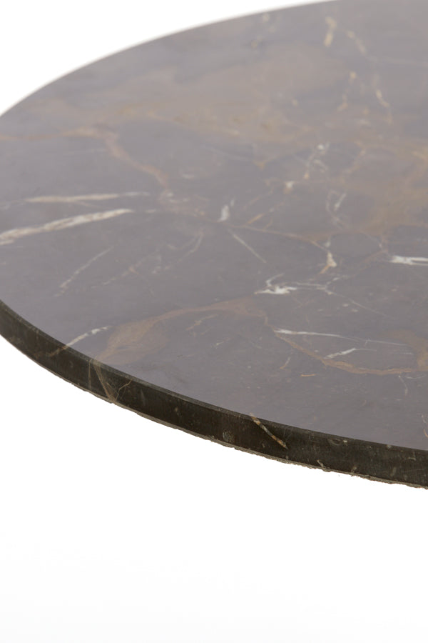Elegant Round Dark Brown Marble Coffee Table Ø76x36 cm