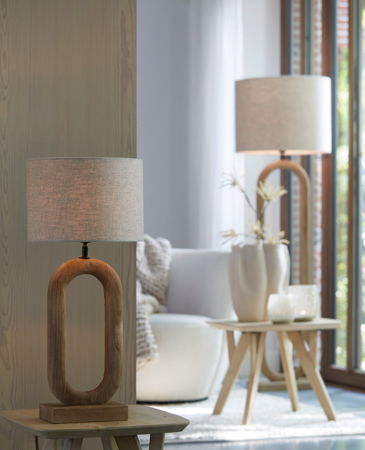Natural Wood Lamp Base, 20x12x44 cm, Paceco Collection