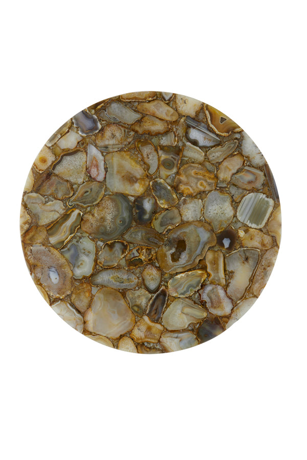 Yellow Agate and Antique Bronze Side Table, 61cm x 41cm