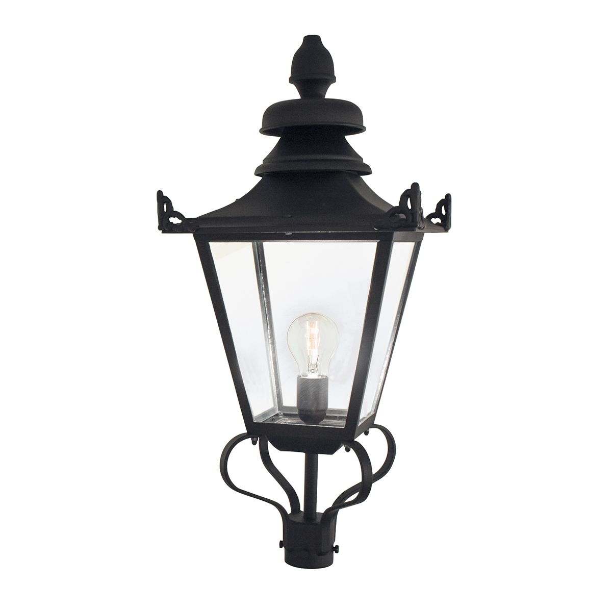 Elegant Victorian-Style Exterior Lantern Head in Black Finish
