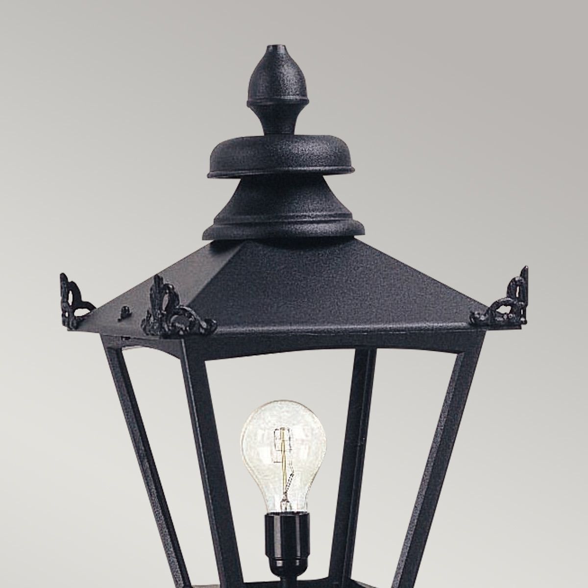 Elegant Victorian-Style Exterior Lantern Head in Black Finish