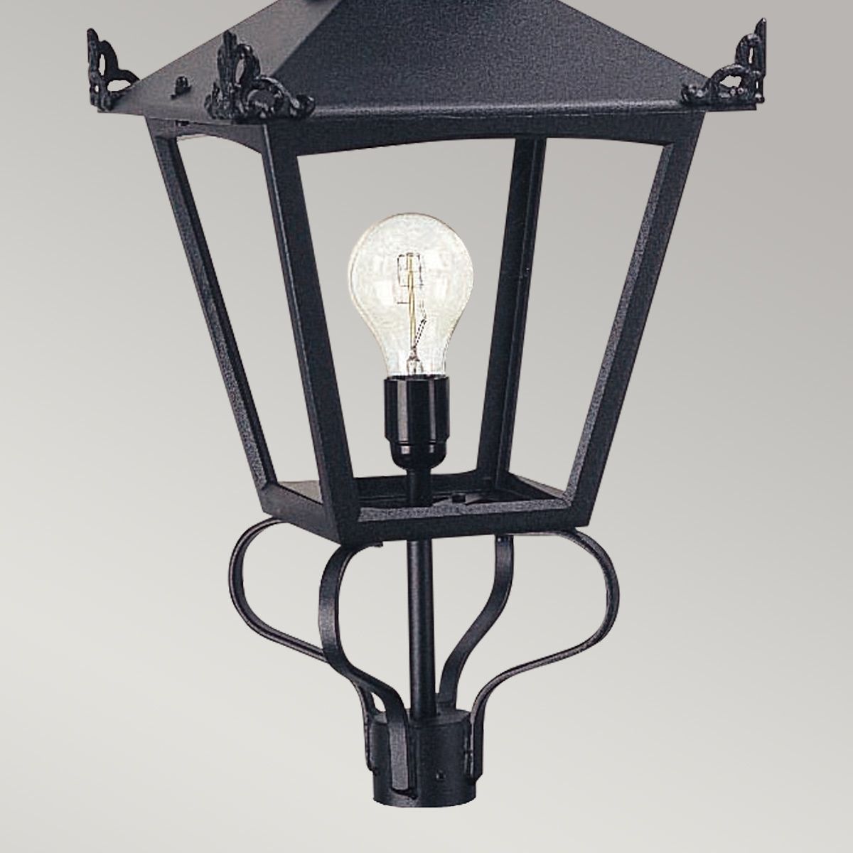 Elegant Victorian-Style Exterior Lantern Head in Black Finish