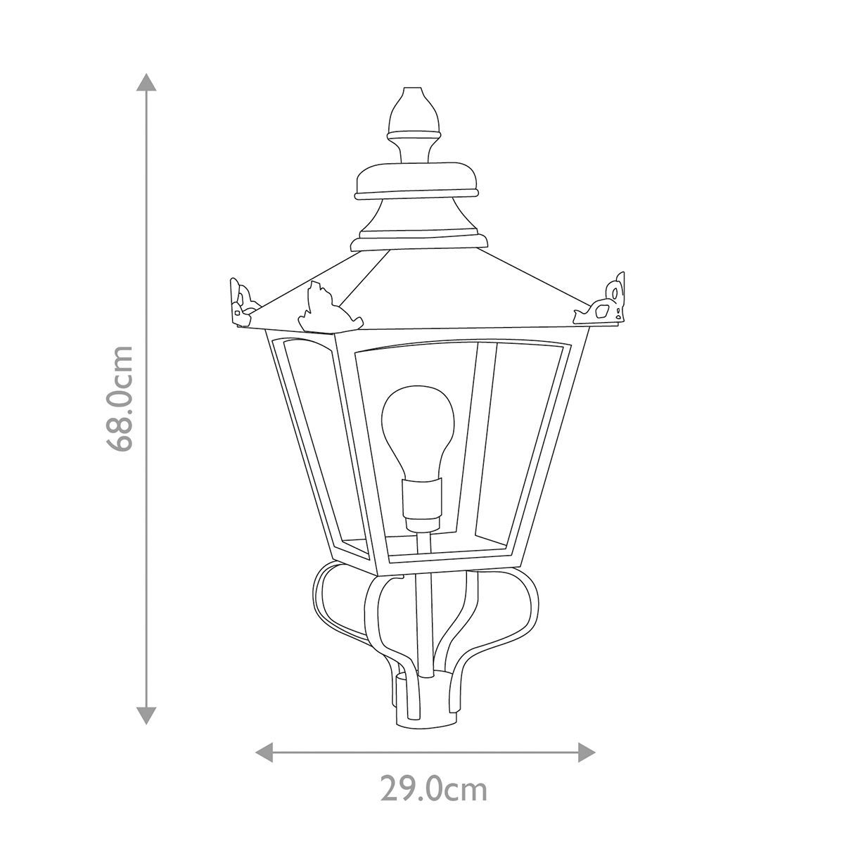 Elegant Victorian-Style Exterior Lantern Head in Black Finish