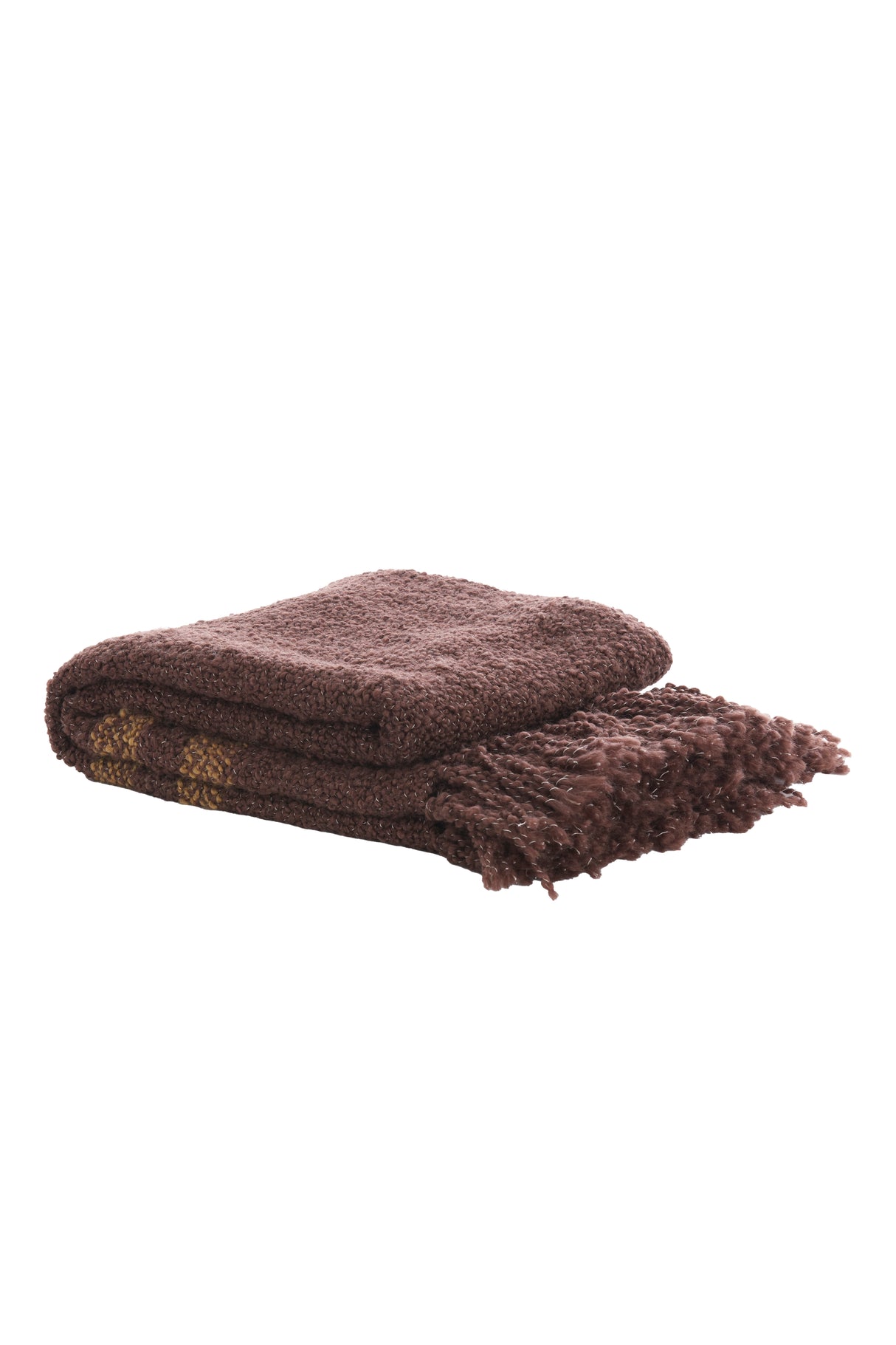 Elegant Braza Throw Blanket in Deep Brown & Ochre Hues - 170x130 cm