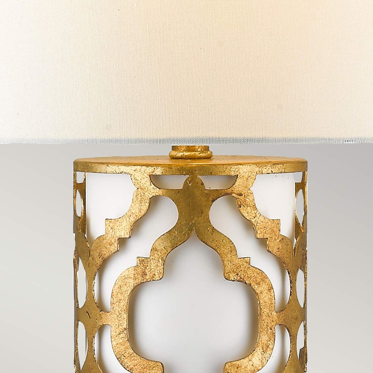 Arabella Distressed Gold Table Lamp with Cream Linen Shade