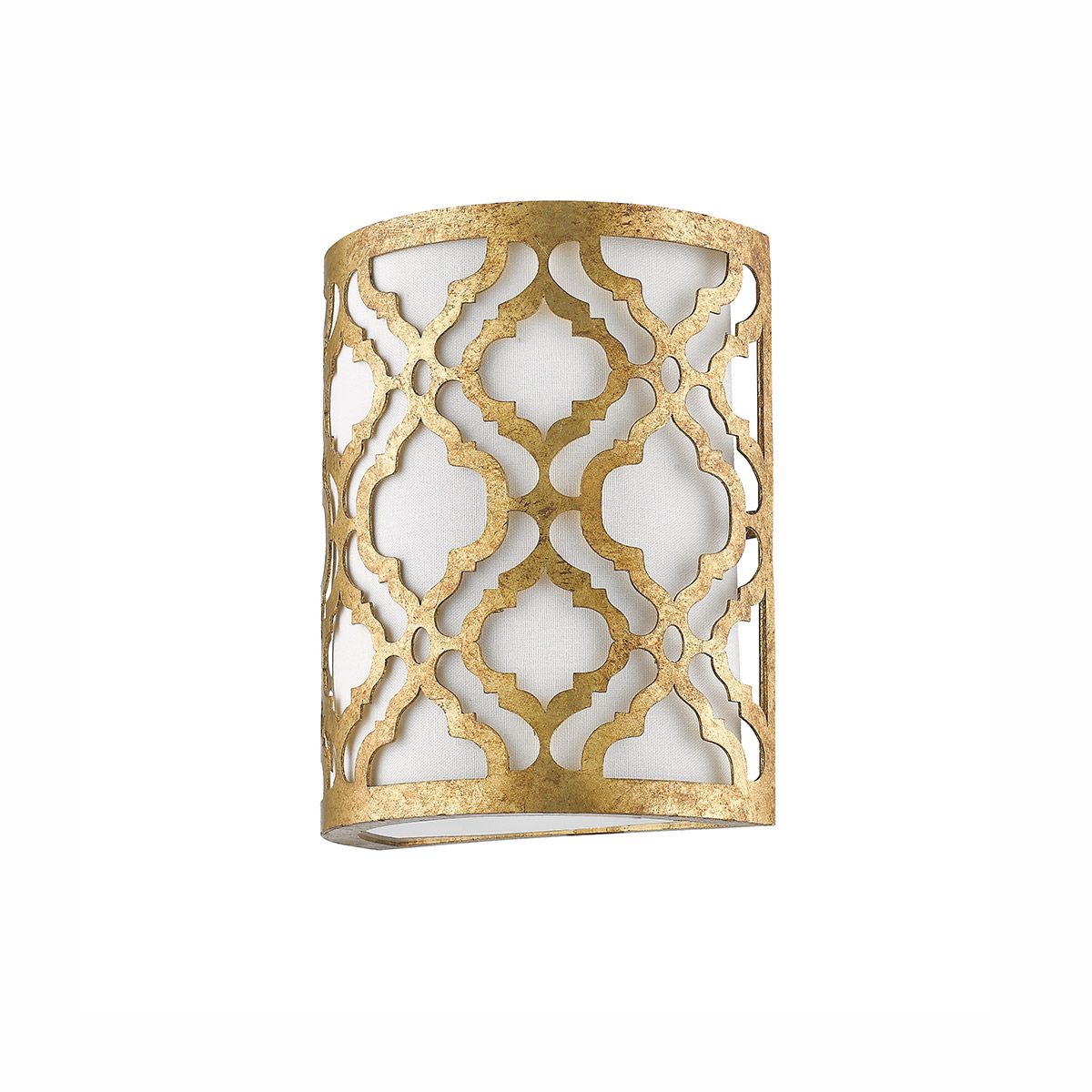 Arabella Distressed Gold Wall Sconce with Cream Linen Shade