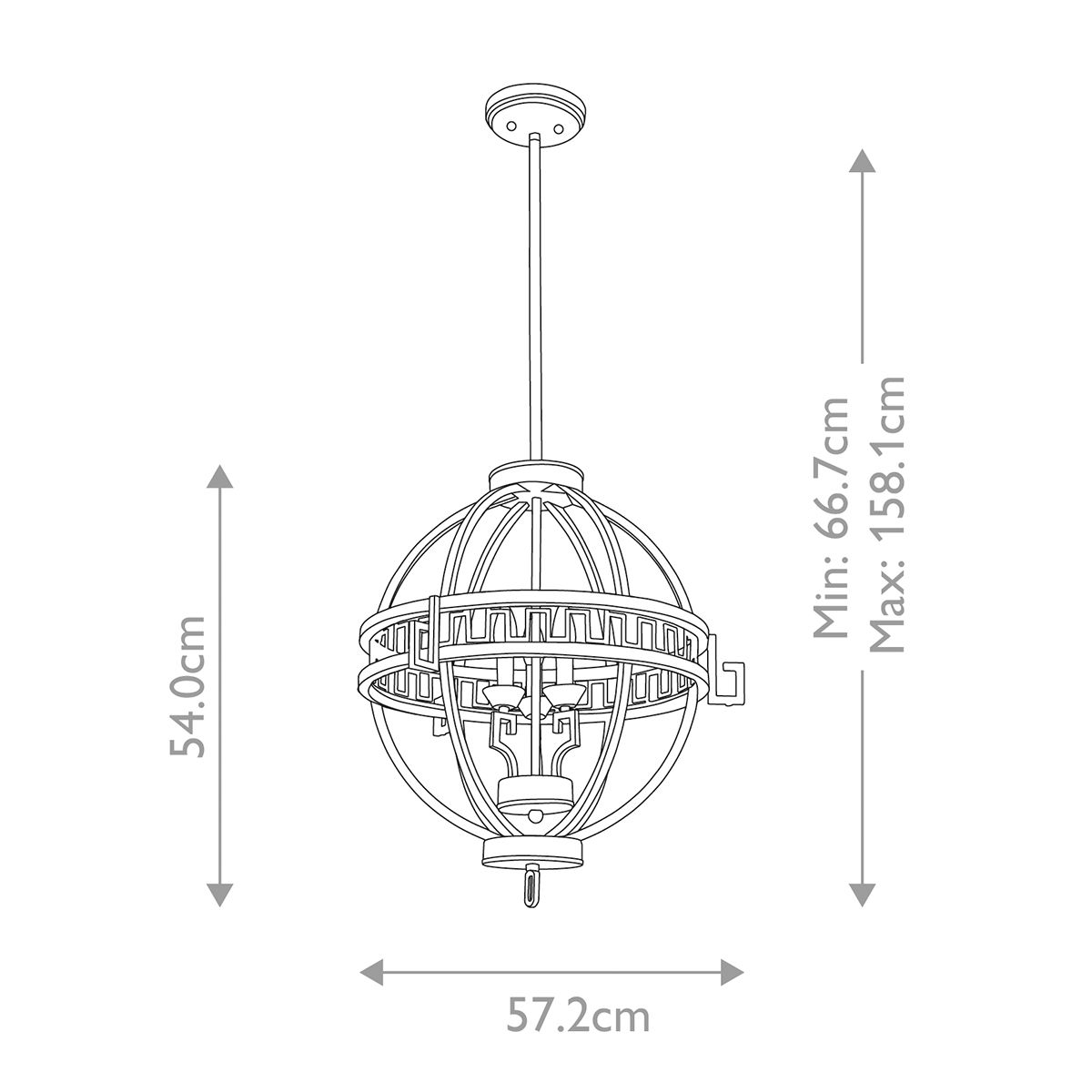 Lemuria Distressed Gold 3-Light Globe Pendant by Gilded Nola
