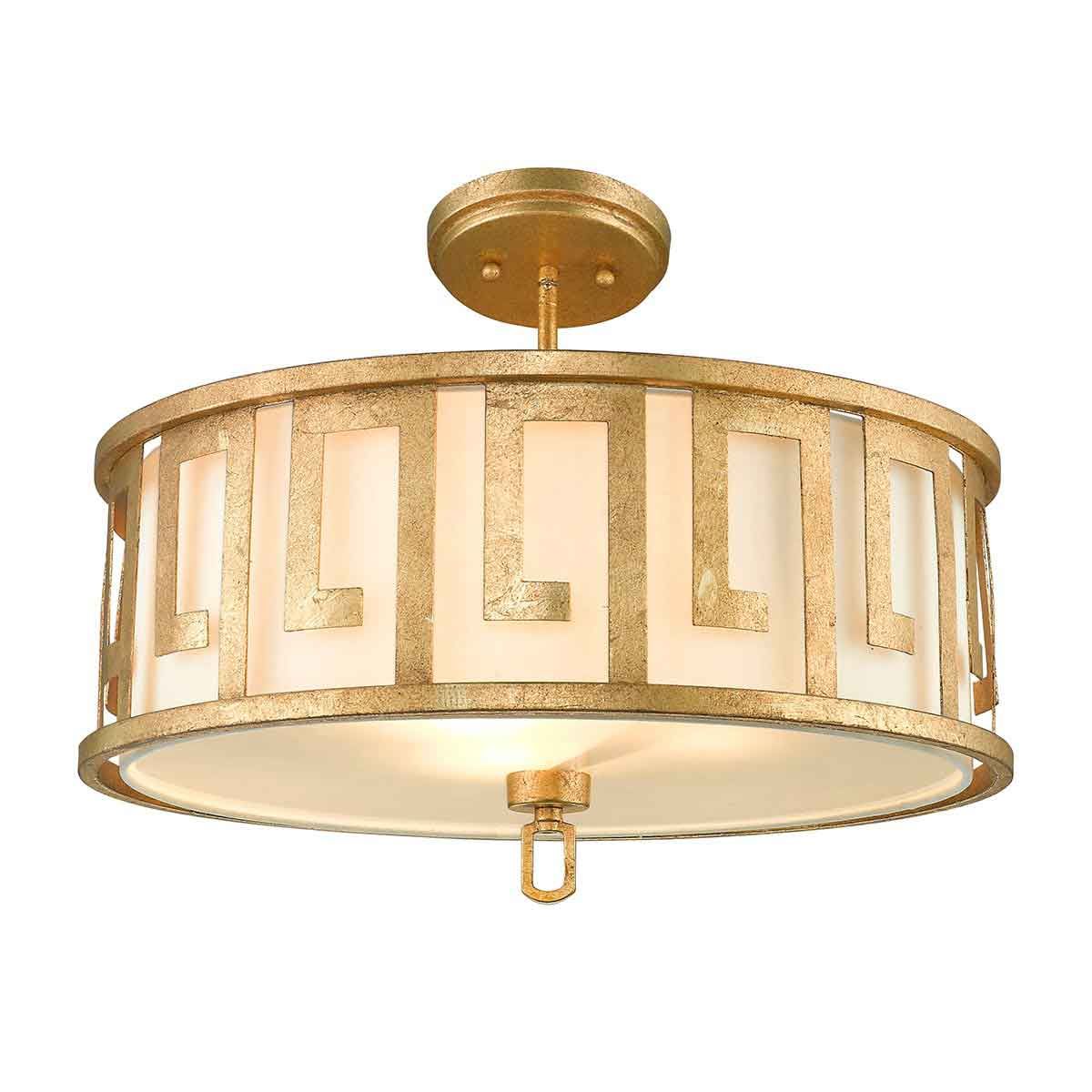 Lemuria Distressed Gold 3-Light Convertible Pendant by Gilded Nola