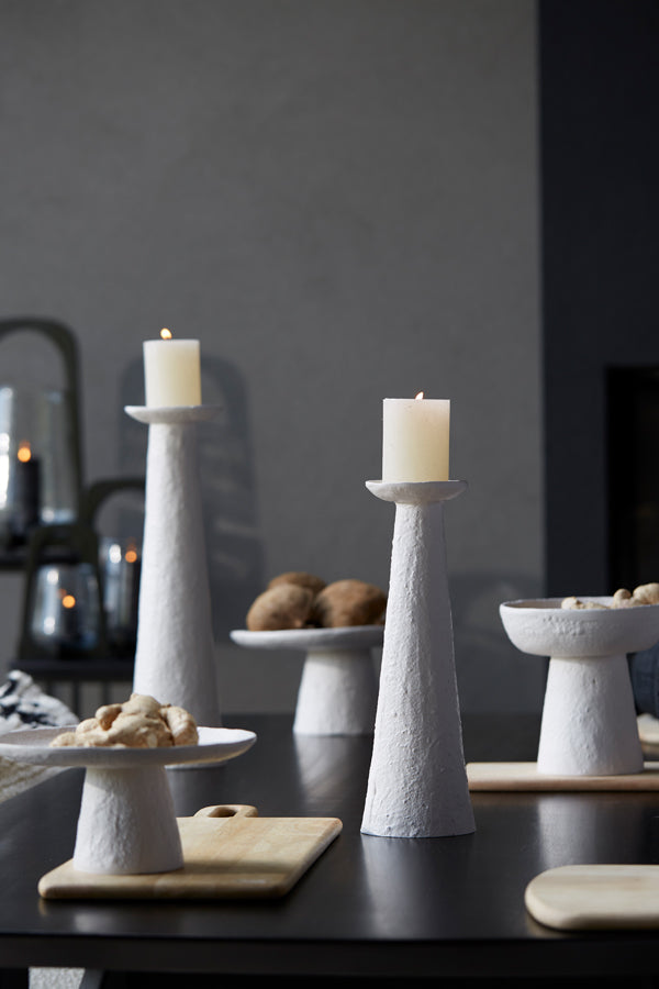 Ivory Elegance: Tall Ceramic Candle Holder - 46 cm