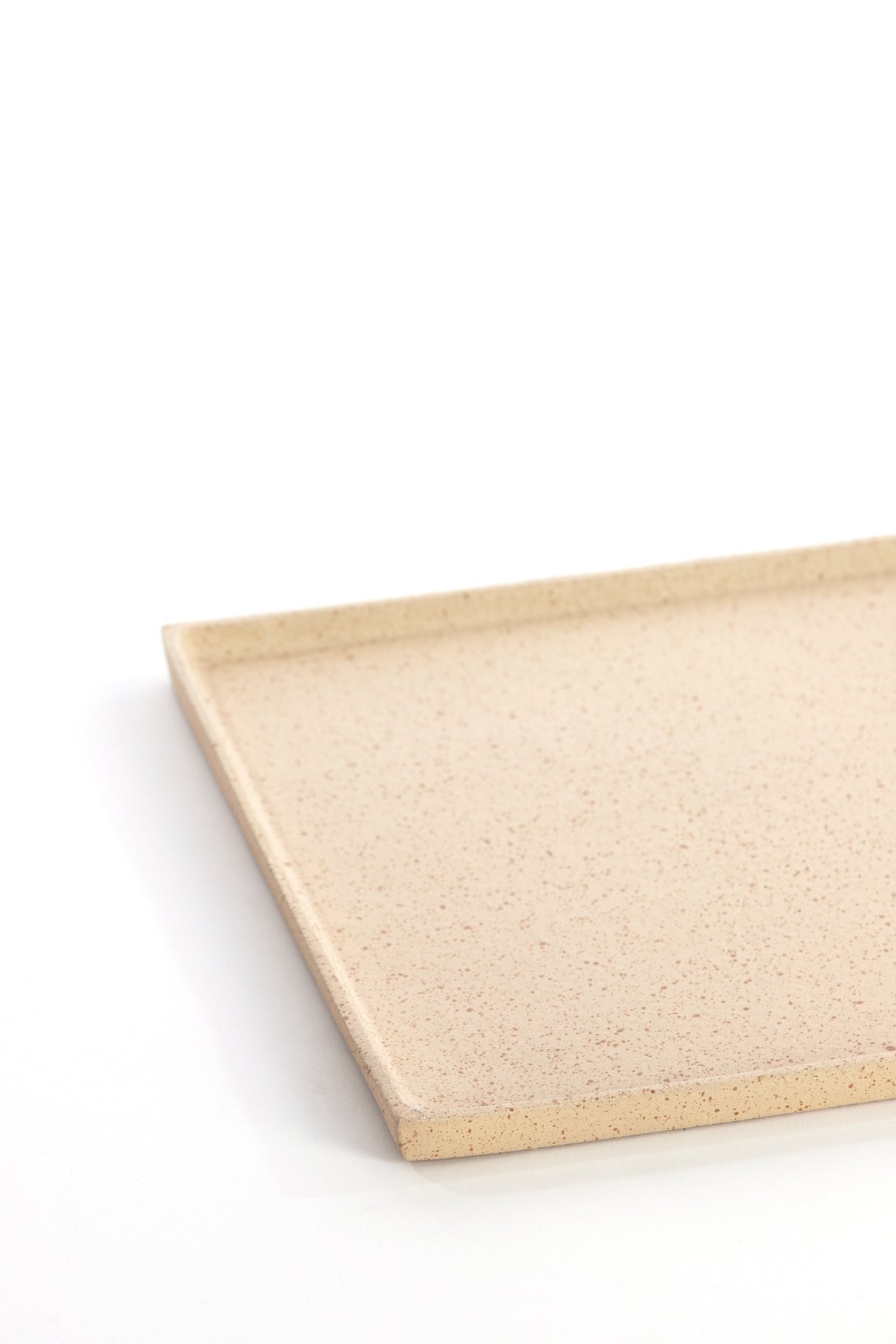 Artisan Ceramic Plate 20x20x1.5 cm in Sand and Light Brown Spotted Design