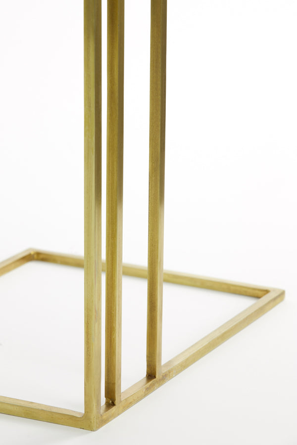 Elegant Side Table with Roshan Brown Marble and Antique Bronze Finish, 41x31x66 cm