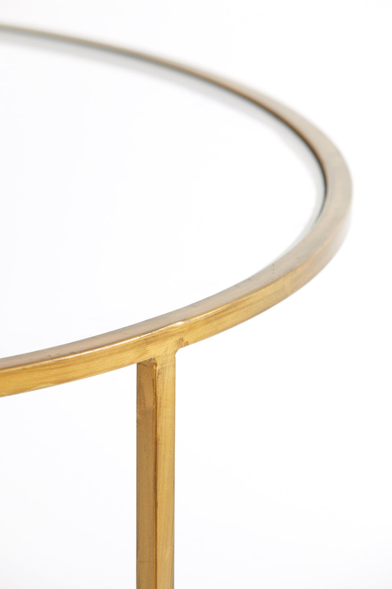 Elegant Nesting Coffee Tables with Gold Accents and Glass Tops (Set of 2) - Diameter 65x39 cm & 75x44 cm