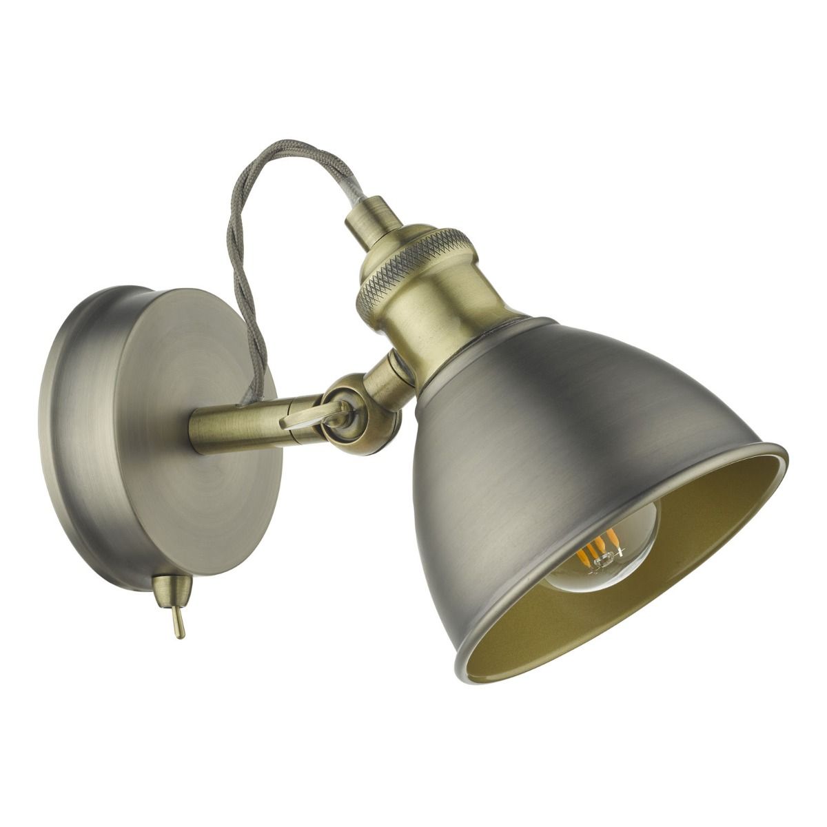 Governor Single Wall Spotlight Antique Chrome & Brass