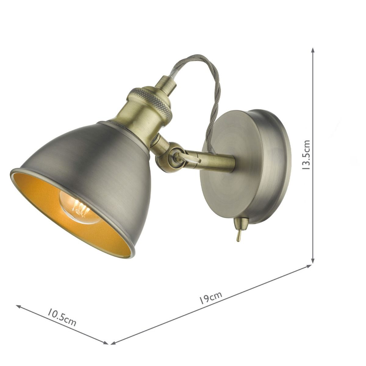 Governor Single Wall Spotlight Antique Chrome & Brass