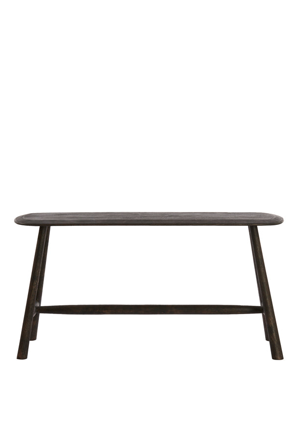 Rustic Wooden Bench with Carved Deer Accents, 90x33x46 cm, Dark Brown Finish