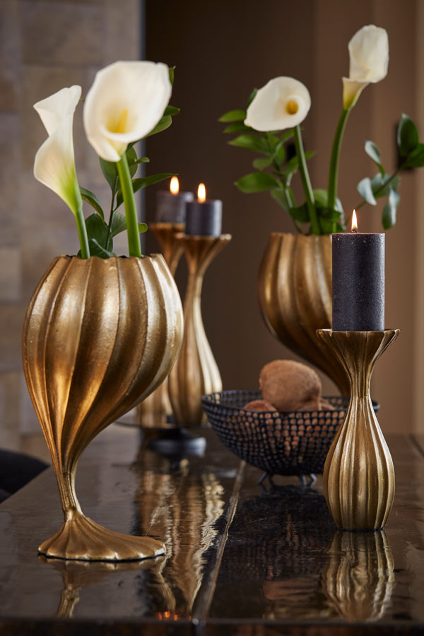 Nyoko Antique Bronze Candle Holder, 11x11x26 cm