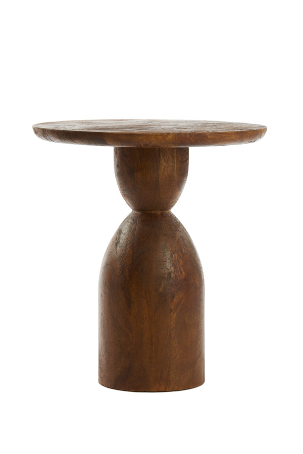 Round 50cm Mango Wood Side Table in Rich Brown Finish